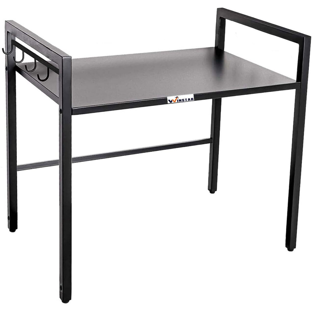 WINSTAR Metal Microwave Stand | Microwave & OTG Rack for Kitchen Counter | Double Platform for Extra Storage | Kitchen Oven Rack | Black (No Wheels, 1 Shelf)