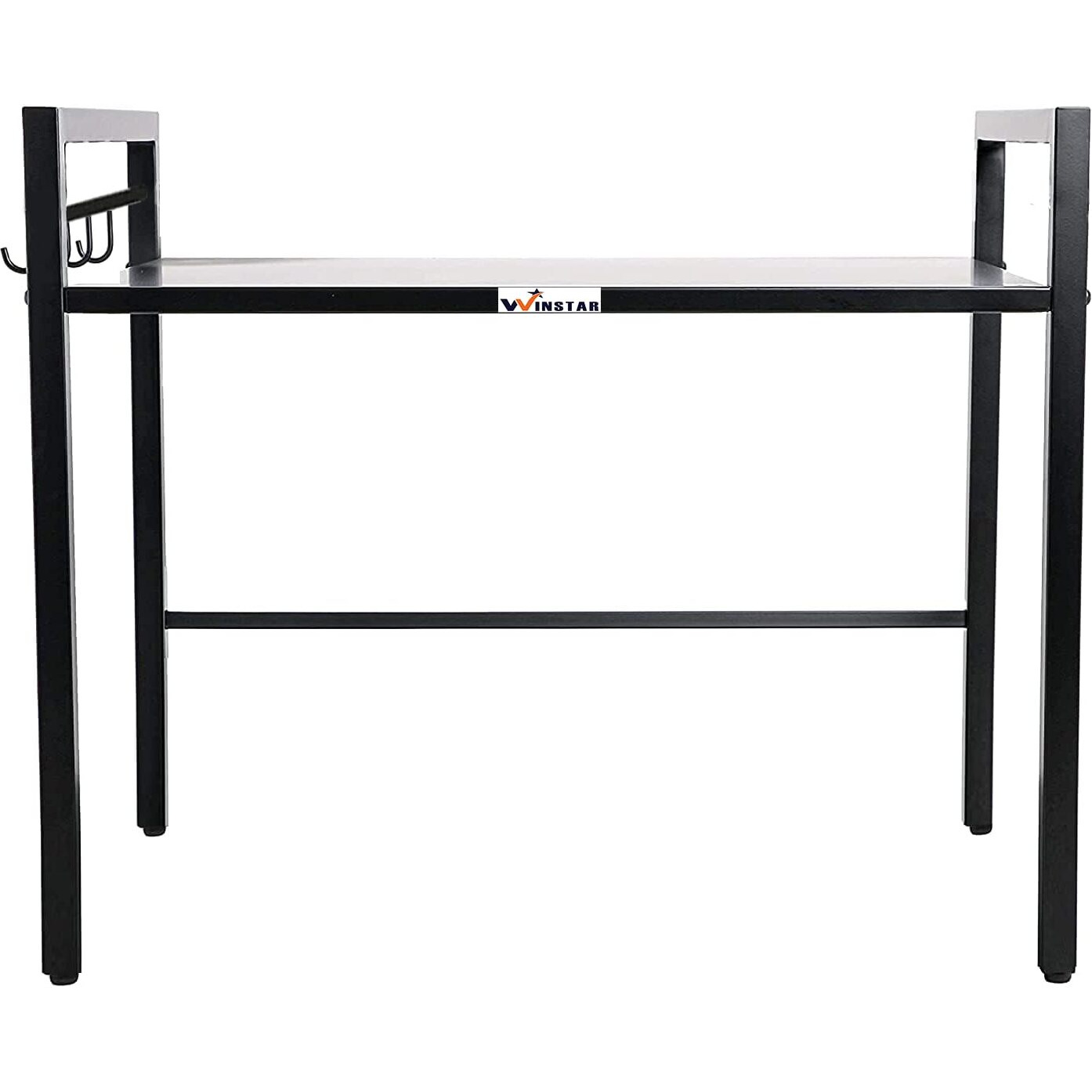 WINSTAR Metal Microwave Stand | Microwave & OTG Rack for Kitchen Counter | Double Platform for Extra Storage | Kitchen Oven Rack | Black (No Wheels, 1 Shelf)