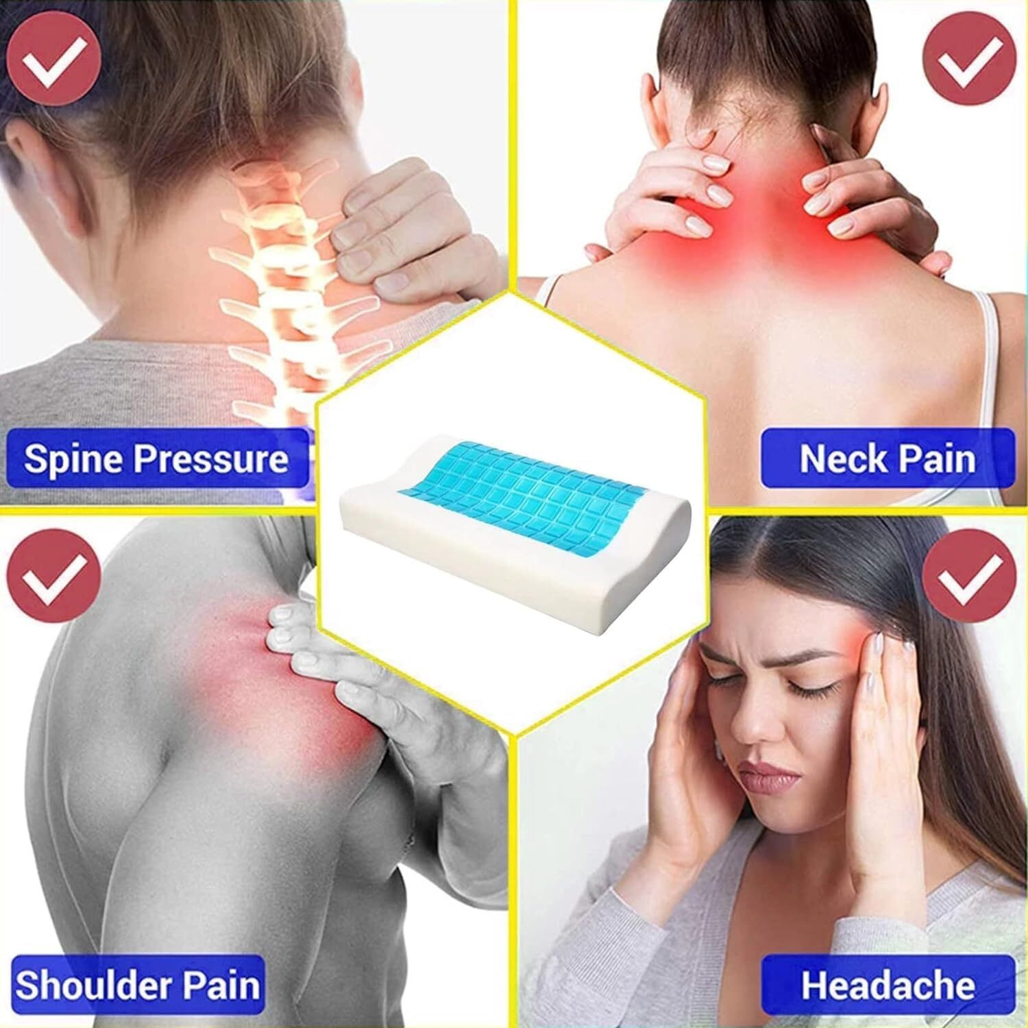 Orthopedic Cervical Pillow for Neck and Shoulder Pain Relief Ergonomic Memory Foam Pillows for Sleeping Ideal for Chronic Neck Pain & Spinal Alignment Spondylitis & Contour Pillow (Design 5)