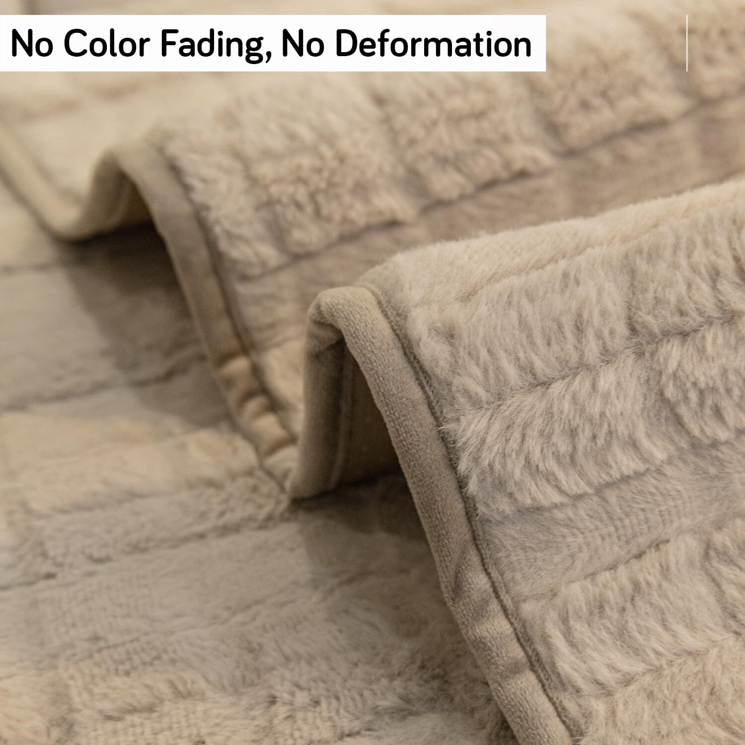 HOKIPO Premium Plush Anti Slip Sofa Cover Mat, 90(D) x 120(L) cm, Beige (AR-5033-BGE)