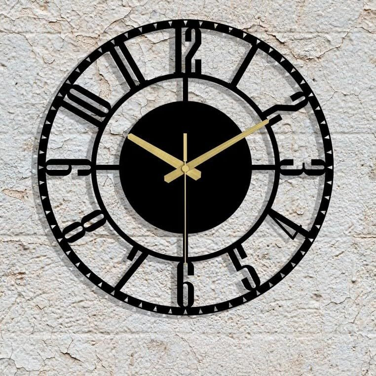 AVVIC MART Antique Metal Analog Wall Clock for Home | Big Size Modern Decorative Wall Watch for Home (Style 15)