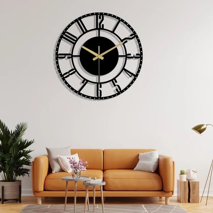 AVVIC MART Antique Metal Analog Wall Clock for Home | Big Size Modern Decorative Wall Watch for Home (Style 15)