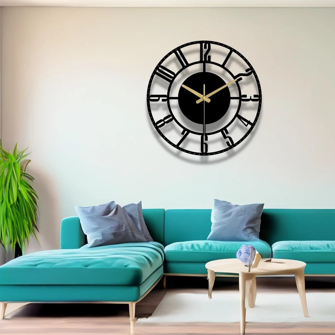 AVVIC MART Antique Metal Analog Wall Clock for Home | Big Size Modern Decorative Wall Watch for Home (Style 12)