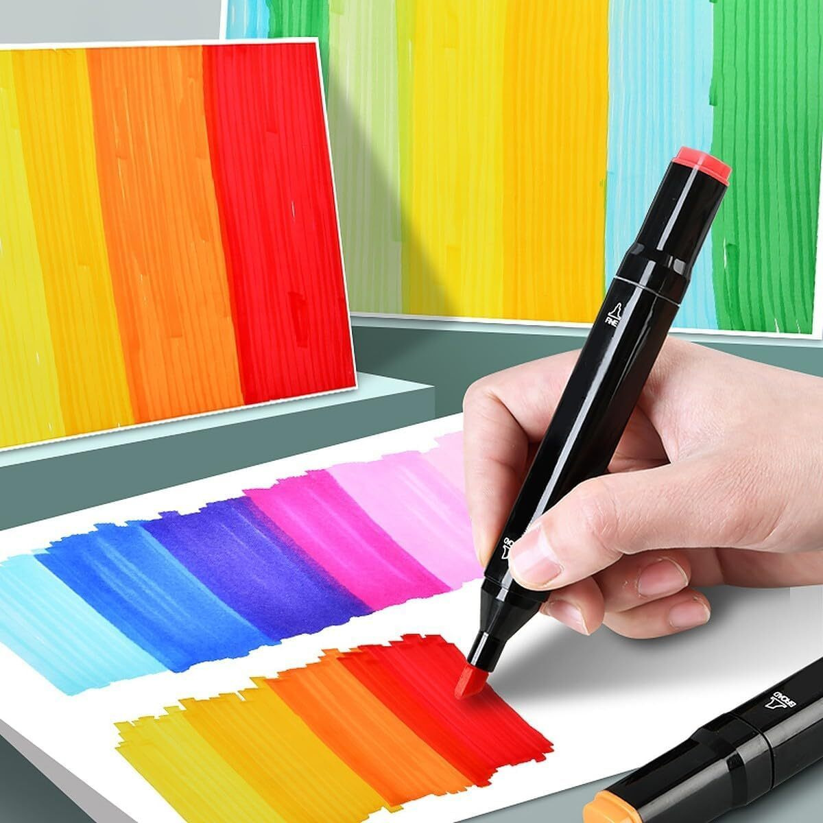 Parssufy 30 Colors Art Markers Sketch Pen Dual Tip Artist Art Marker Vibrant Colors Set For Kids Adult Coloring Sketching Drawing Painting,Twin Head Permanent Sketch Markers Pen With Carry Case(30),Multicolour