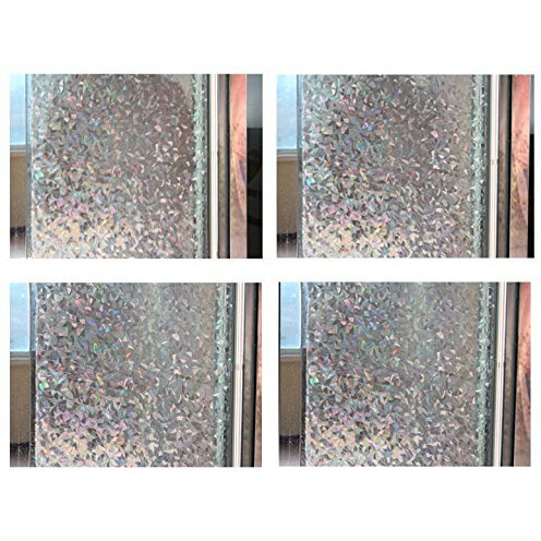 CVANU Privacy Window Film White Window 3D Shiny Matt Mosaic Frosting Film Window Sticker Window Frosted Vinyl Sheets for Front Door/Bathroom/Sidelight/Small Windows, 24x175