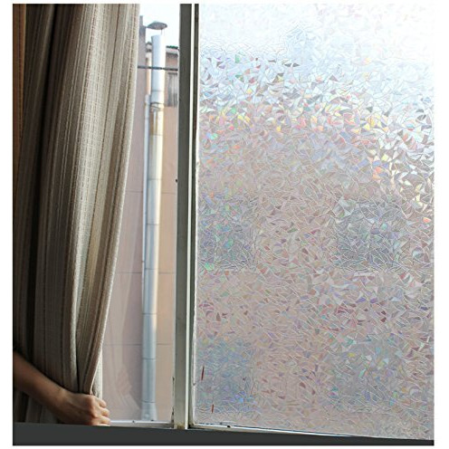 CVANU Privacy Window Film White Window 3D Shiny Matt Mosaic Frosting Film Window Sticker Window Frosted Vinyl Sheets for Front Door/Bathroom/Sidelight/Small Windows, 24x175