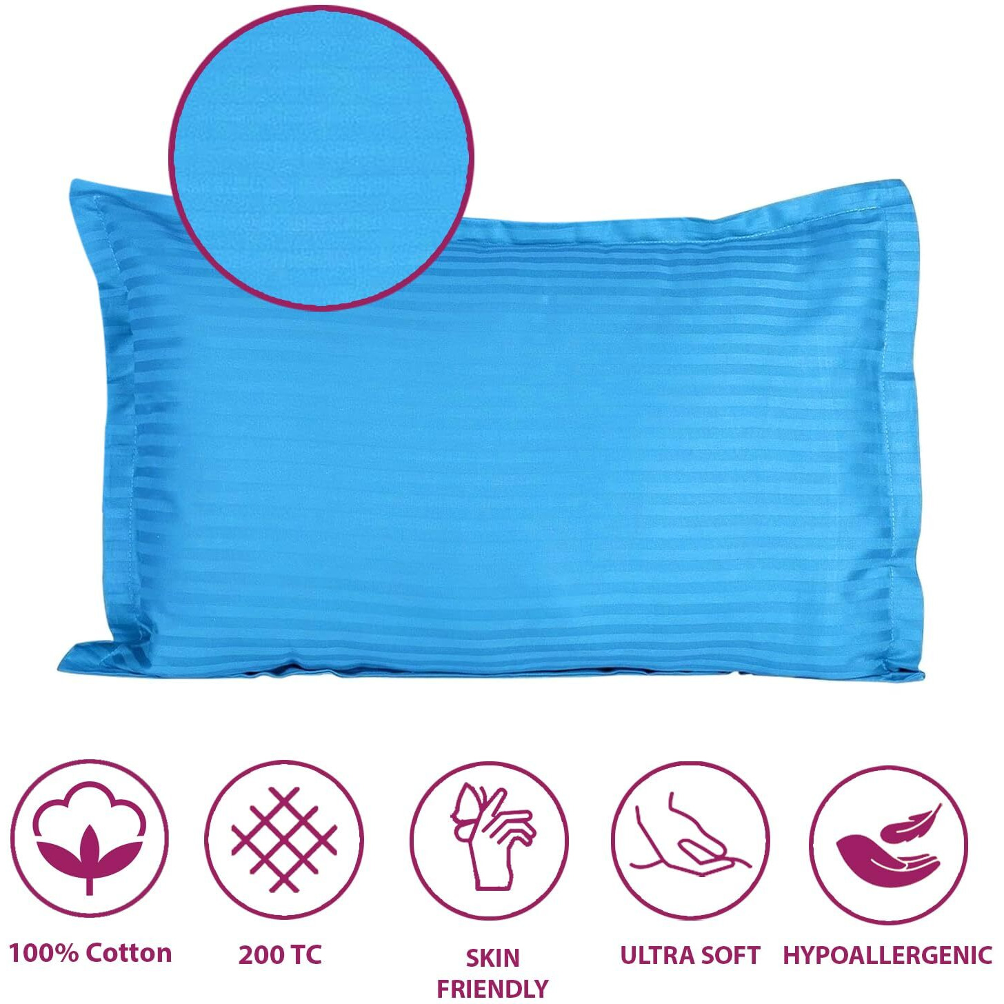 Trance Home Linen Cotton Pillow Covers/Pillow case (20 X 30 inch, Aqua Turquoise Blue), Pack of 2