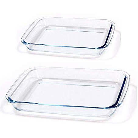 Femora Borosilicate Glass Rectangle Baking Dish Microwave Oven Safe, 1000 ml, 1600 ml, Set of2