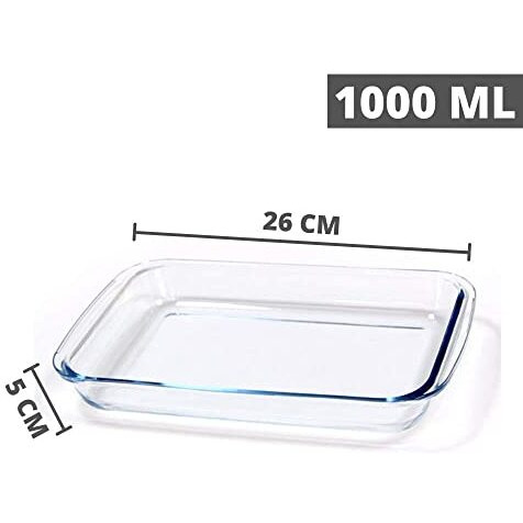 Femora Borosilicate Glass Rectangle Baking Dish Microwave Oven Safe, 1000 ml, 1600 ml, Set of2