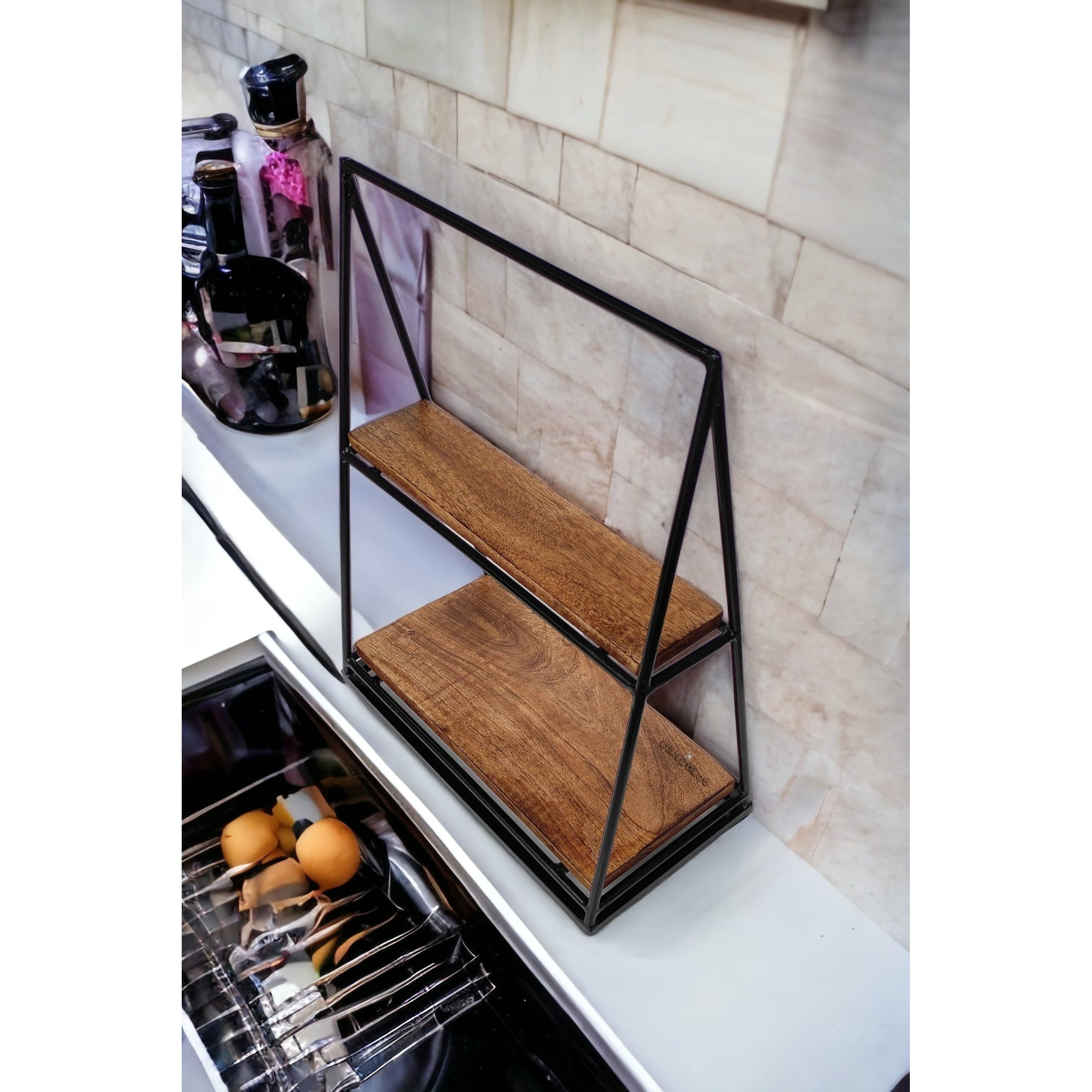 Desire Shop Wall Shelf, Heart Shaped Floating Shelves Wooden Modern Retro Bookshelf for Home Living Room Bedroom Display Rack (Black 1 2 Tier)