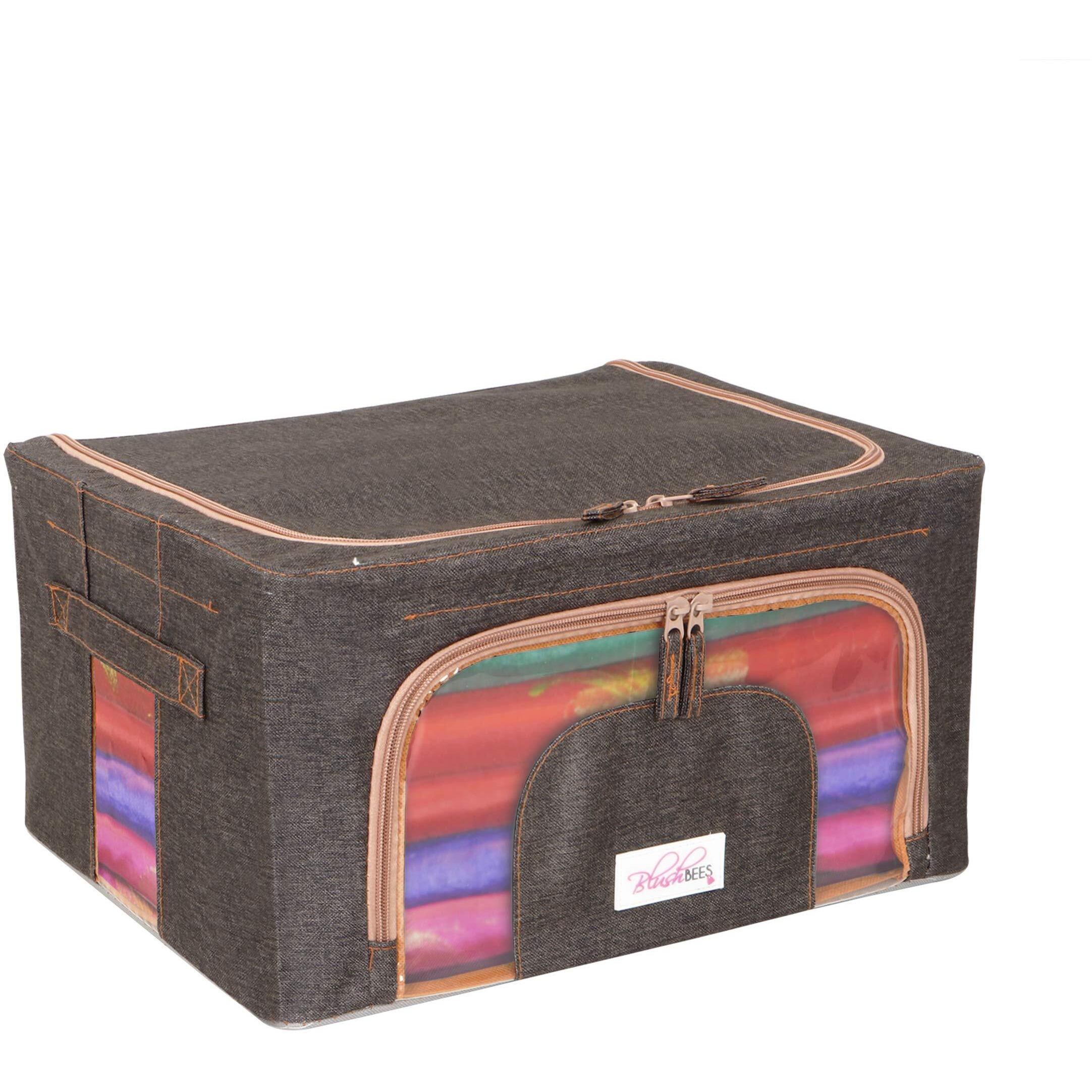 BlushBees Living Box - 600D Oxford Fabric Storage Boxes for Clothes, Saree Cover - 24 Litre, Pack of 1, Espresso Brown