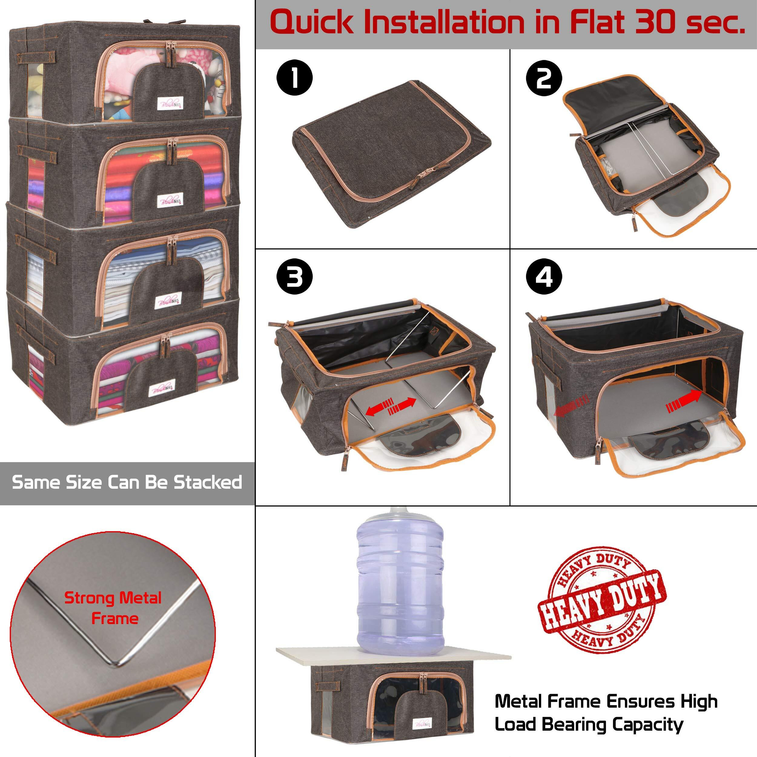 BlushBees Living Box - 600D Oxford Fabric Storage Boxes for Clothes, Saree Cover - 24 Litre, Pack of 1, Espresso Brown