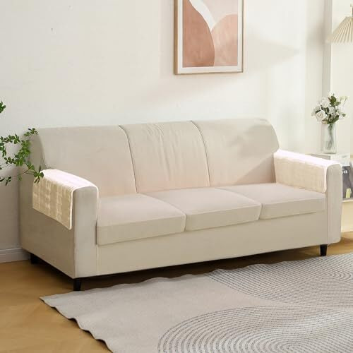 HOKIPO Plush Armrest Cover, White, Pack of 2 (AR-5151-L-WHT*2)