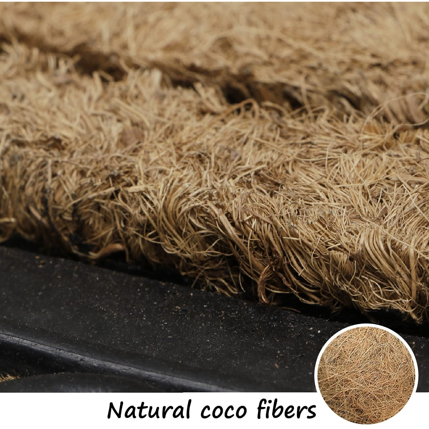 HOKIPO Natural Rubber Coir Rectangular Doormat with Designer Border, Anti-Slip Rubber Backing, 45x75 cm (IN-497)