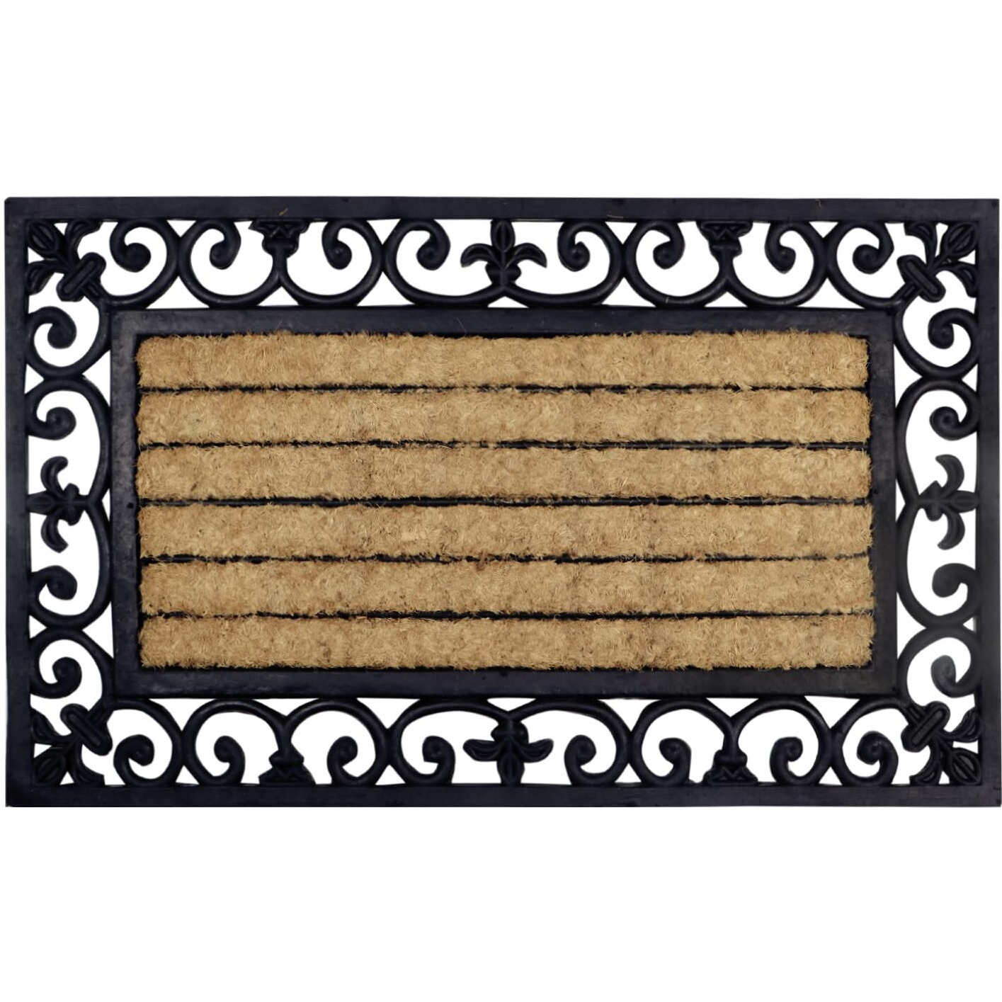 HOKIPO Outdoor Rubber Coir Grill Doormat, Rectangle, 45x75 cm (IN-501)