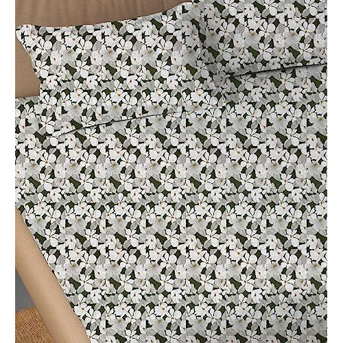 linenaffairs 100% Cotton 144 TC Bedsheet for King Size Bed with 2 Pillow Covers Cotton Bed Sheet | chadar - Flat Sheet with 2 Pillow Covers Black and White Flower Print