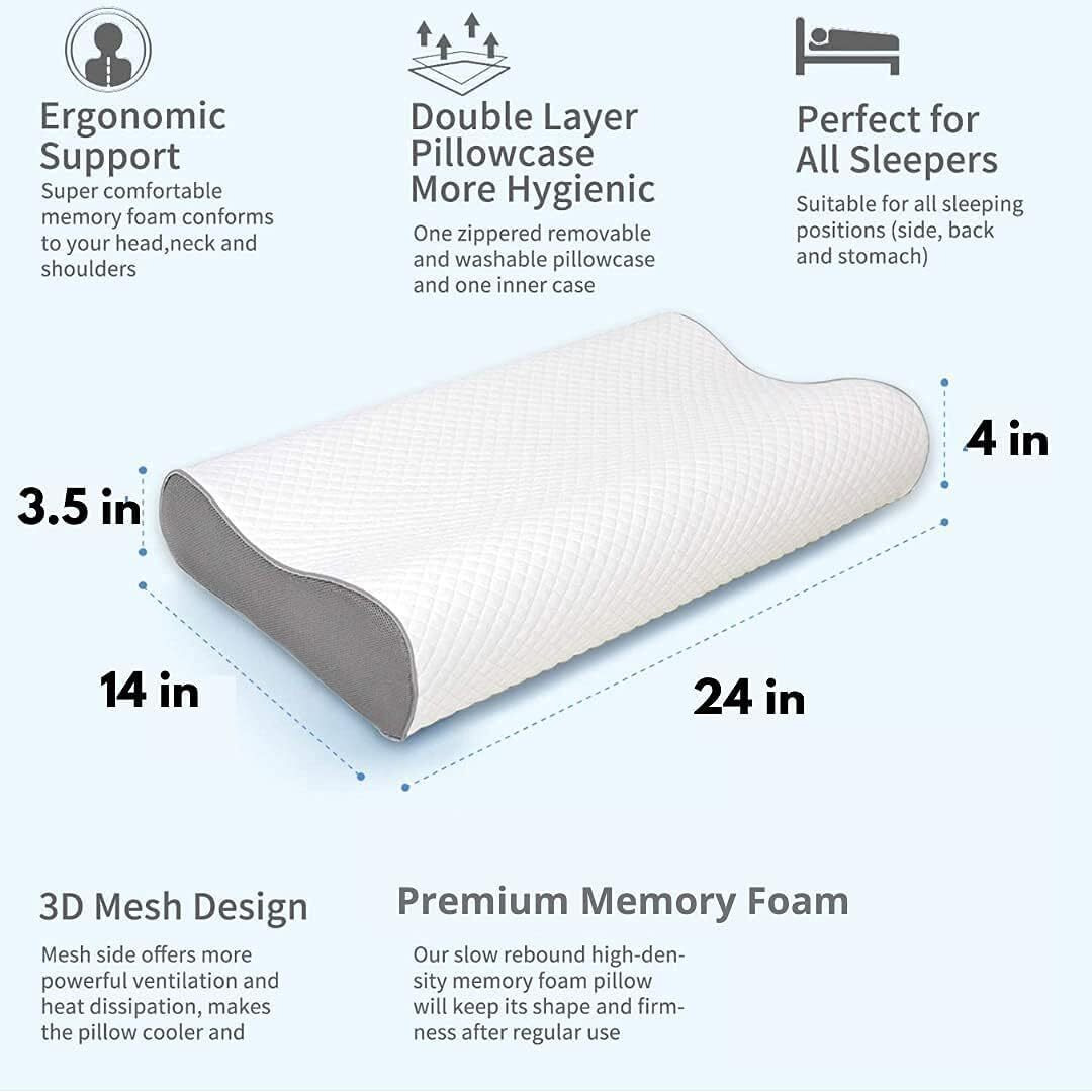 Orthopedic Cervical Pillow for Neck and Shoulder Pain Relief Ergonomic Memory Foam Pillows for Sleeping Ideal for Chronic Neck Pain & Spinal Alignment Spondylitis & Contour Pillow (Design 3)