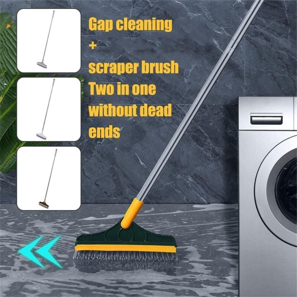 Spefez Bathroom Cleaning Brush with Wiper,Tiles Cleaning Brush Bathroom Brush with Long Handle Tile Cleaner Brush Bathroom Floor Cleaning Brush Floor Cleaner Brush Scrub (2 in Brush)