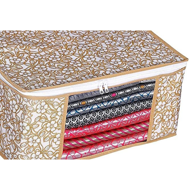 Willow Tree saree cover/Saree storage bag/cloth organiser/wardrobe organiser for storage (Beige-12)