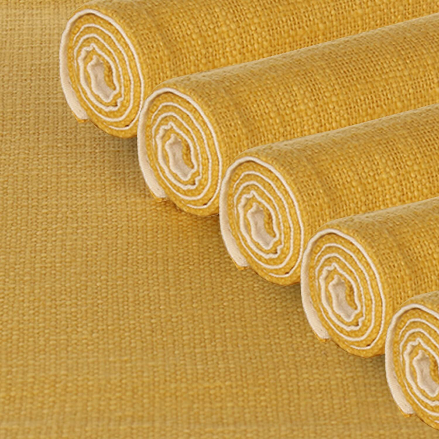 PRAKARTIK BY INDUARTS Poly Jute Rectangular Dining Table mat. Yellow Set of 6