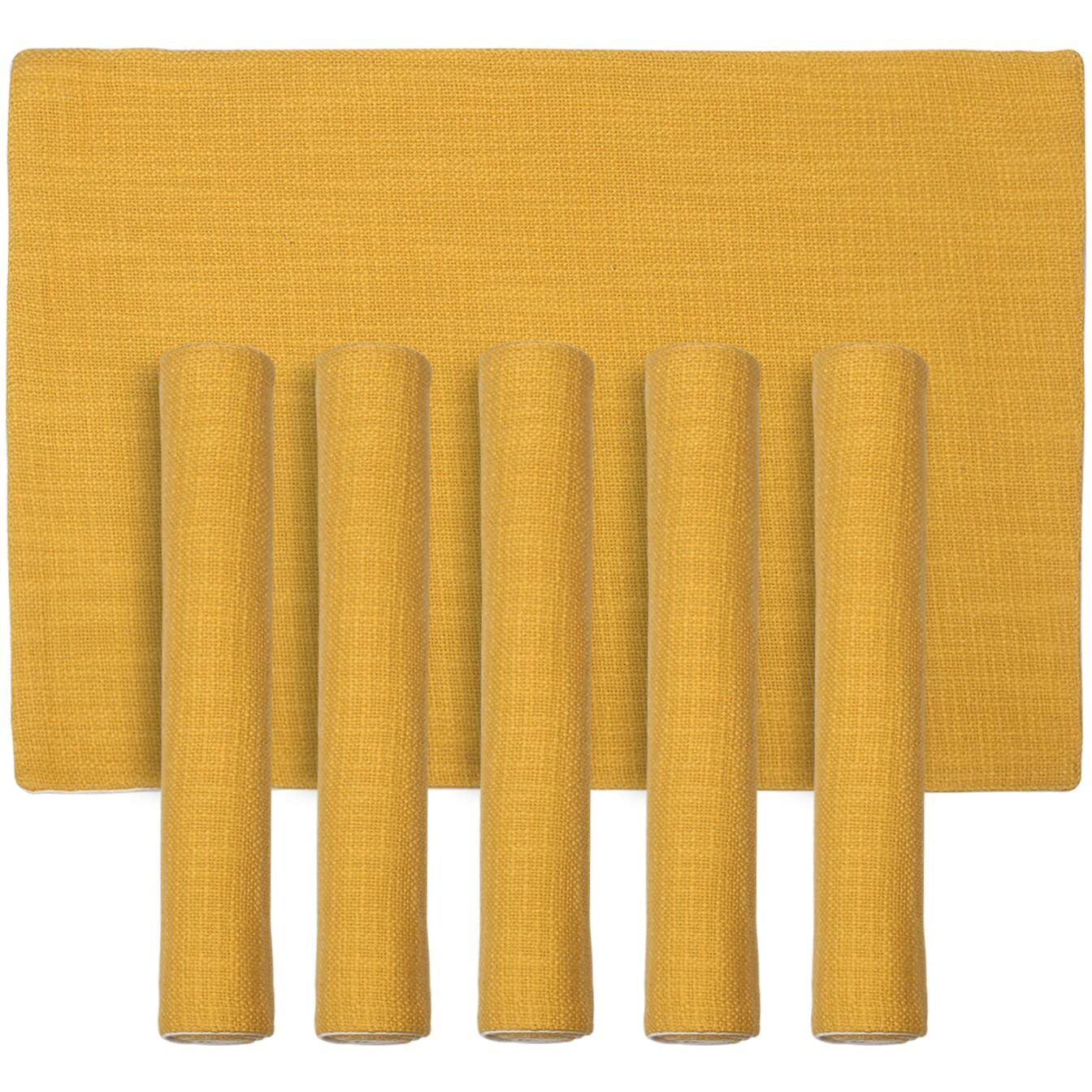 PRAKARTIK BY INDUARTS Poly Jute Rectangular Dining Table mat. Yellow Set of 6