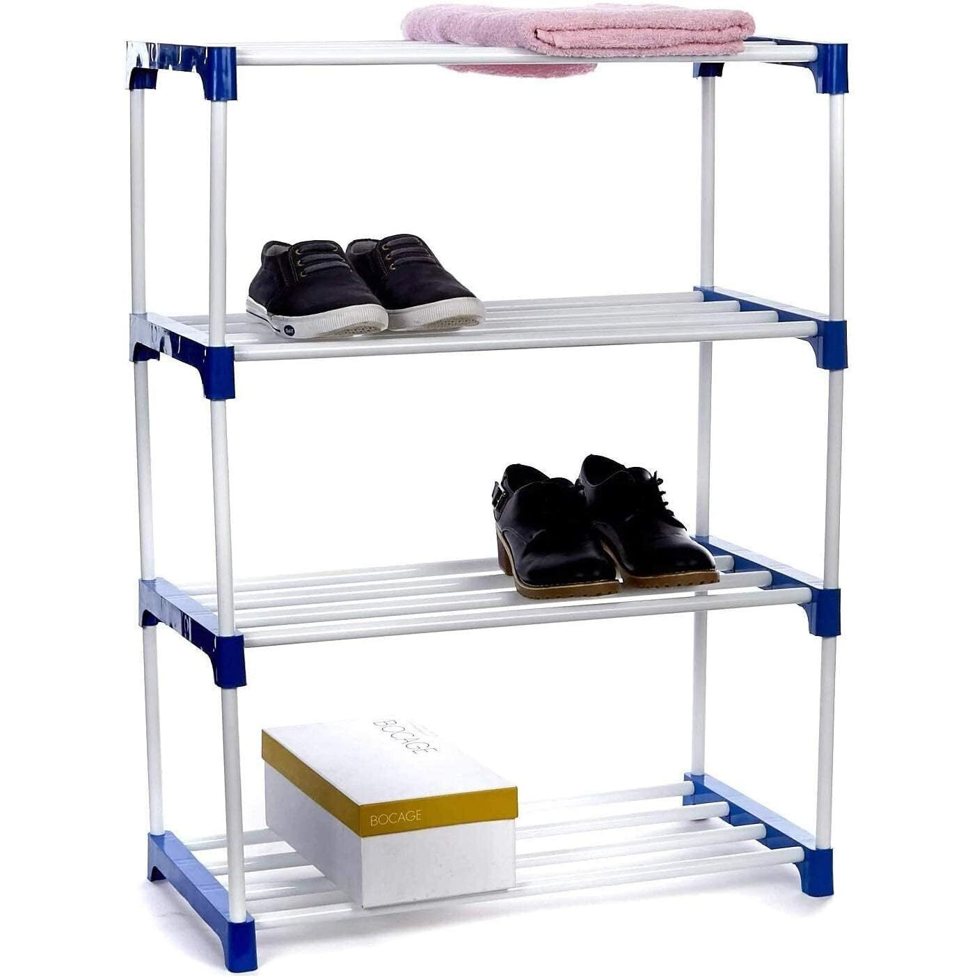 LOTSPEK 4 Layer Bookshelf for Home Library, Book Stand| Book Rack for Study Room| Book Stand Shelf 4 Layer Metal Rack (Big Shoe Rack Black) Bookcases
