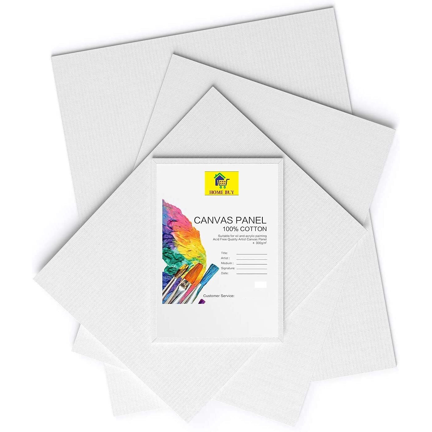 HOME BUY Cotton Canvas Board Multi Pack, Professional Primed White Blank- Artist Canvas Boards for Painting, Acrylic Paint, Oil Paint Dry & Wet Art Media (TOTAL 4 PC () 1X(5X7,8X10,9X12,10X14))