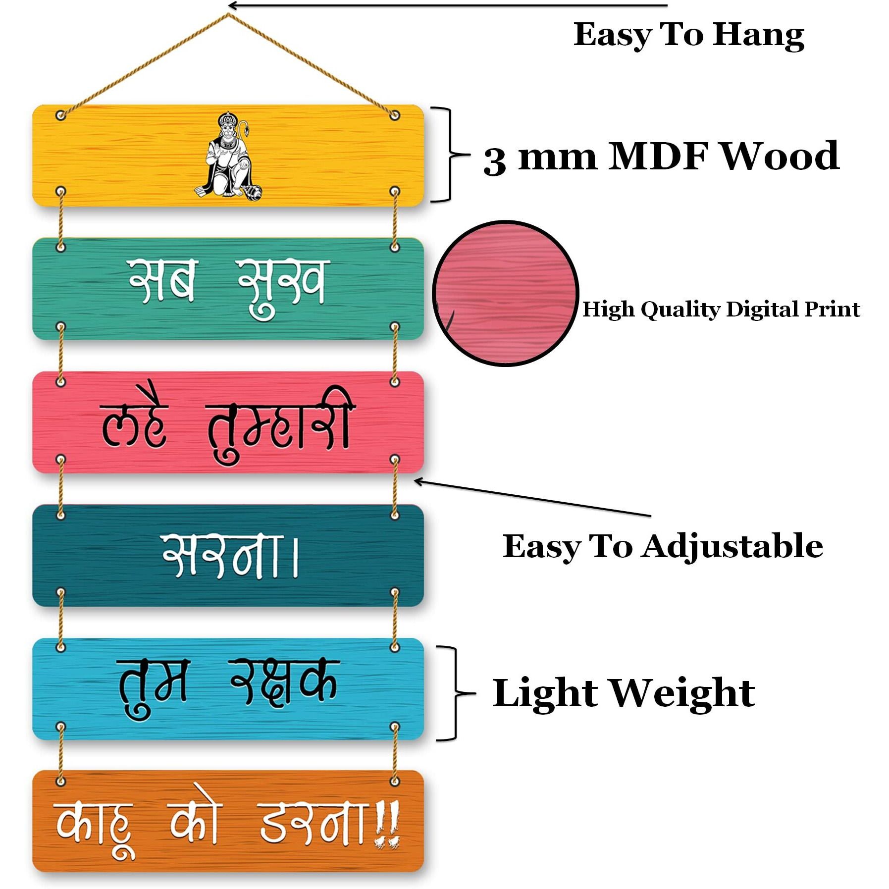 PARKOTA HOUSE Home Dcor Items Ganesh Mantra Wooden Wall Hangings for home living room bedroom-Large Size Multicolor (Multicolor-8)