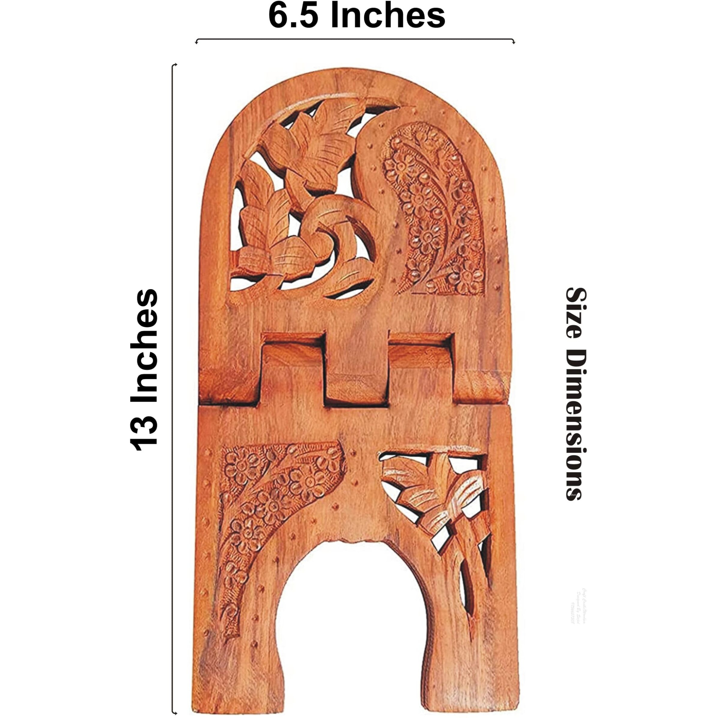 Woodiva Sheesham Wooden Hand Carved Holy Book Stand for Quran, Bible, Bhagwat, Gita, Ramayana & Guru Granth Sahib for Reading Rehal Stand (RD06, 13 inches)
