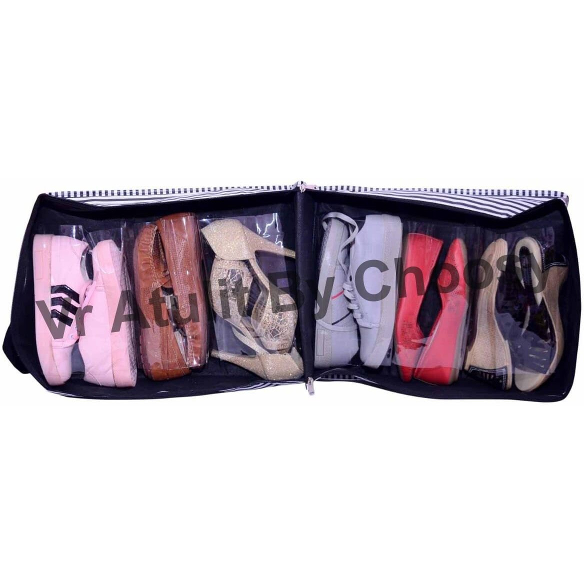 By Choosy Under Bed Rectangular Storage Shoes Box with Clear Plastic Zippered || Perfect for Travelling Purposes (Unisex)