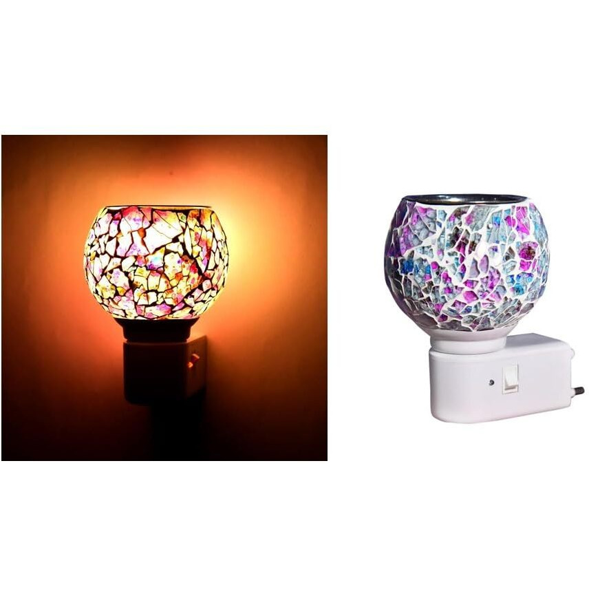 HypieT Electric Ceramic Kapoor Dani Stand Kapur Incense Burner | Electric Kapoor Dani Diffuser Glass Burner Aromatic Essential Oil Dual-Function Light & Scent Device | New-2024 (Design-M- 05)