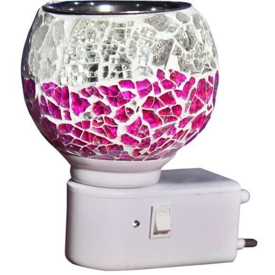 HypieT Electric Ceramic Kapoor Dani Stand Kapur Incense Burner | Electric Kapoor Dani Diffuser Glass Burner Aromatic Essential Oil Dual-Function Light & Scent Device | New-2024 (DESIGN-M-25)