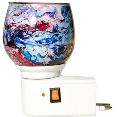 HypieT Electric Ceramic Kapoor Dani Stand Kapur Incense Burner | Electric Kapoor Dani Diffuser Glass Burner Aromatic Essential Oil Dual-Function Light & Scent Device | New-2024 (Design-Marble)