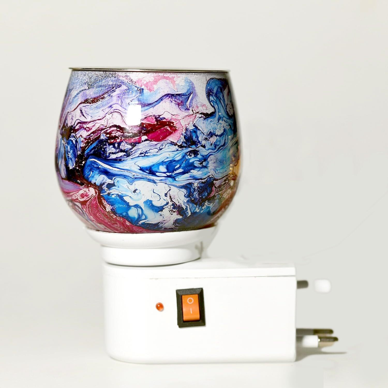 HypieT Electric Ceramic Kapoor Dani Stand Kapur Incense Burner | Electric Kapoor Dani Diffuser Glass Burner Aromatic Essential Oil Dual-Function Light & Scent Device | New-2024 (Design-Marble)