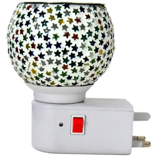 HypieT Electric Ceramic Kapoor Dani Stand Kapur Incense Burner | Electric Kapoor Dani Diffuser Glass Burner Aromatic Essential Oil Dual-Function Light & Scent Device | New-2024 (DESIGN-M14)