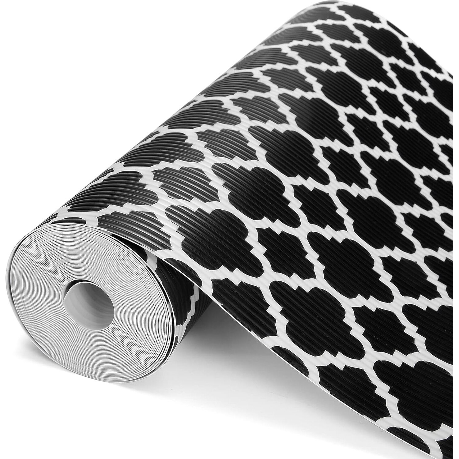 Ash & Roh Kitchen Cabinet Liner Drawer Mat Desk Shelf Pad PVC Anti Slip Lining Mat for Drawer Liner Mat for Bedroom Wardrobe Cabinet and Kitchen Place mats (Black Window, 45 CM x 300 CM)
