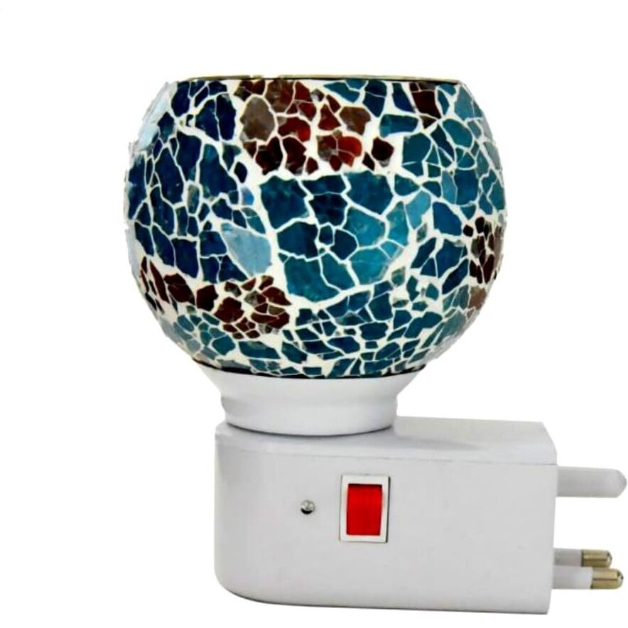 HypieT Electric Ceramic Kapoor Dani Stand Kapur Incense Burner | Electric Kapoor Dani Diffuser Glass Burner Aromatic Essential Oil Dual-Function Light & Scent Device | New-2024 (DESIGN-M-02)