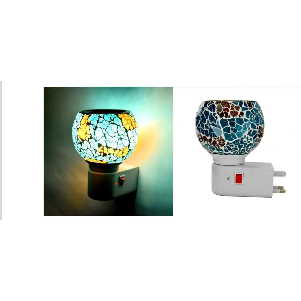 HypieT Electric Ceramic Kapoor Dani Stand Kapur Incense Burner | Electric Kapoor Dani Diffuser Glass Burner Aromatic Essential Oil Dual-Function Light & Scent Device | New-2024 (DESIGN-M-02)