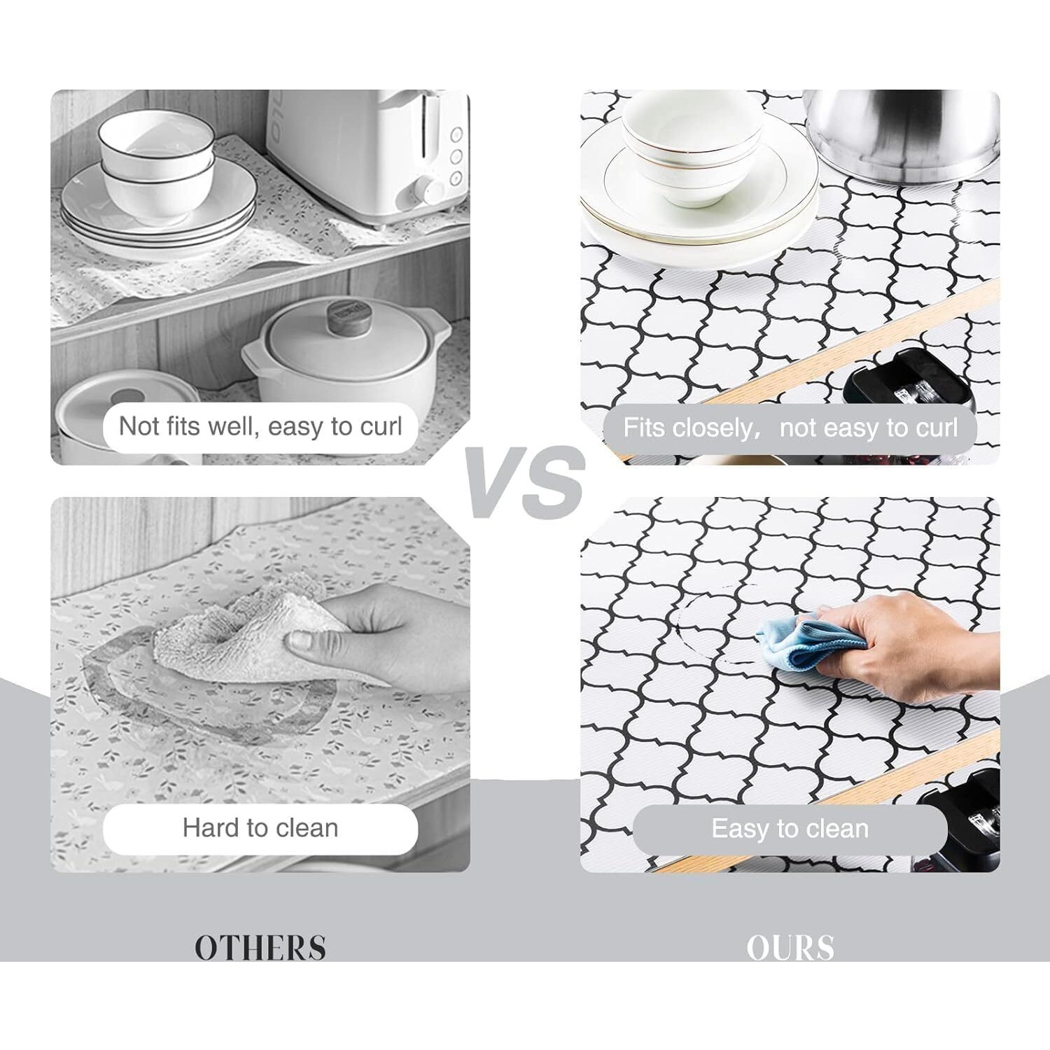 Ash & Roh Kitchen Cabinet Liner Drawer Mat Desk Shelf Pad PVC Anti Slip Lining Mat for Drawer Liner Mat for Bedroom Wardrobe Cabinet and Kitchen Place mats (White Window, 45 CM x 300 CM)
