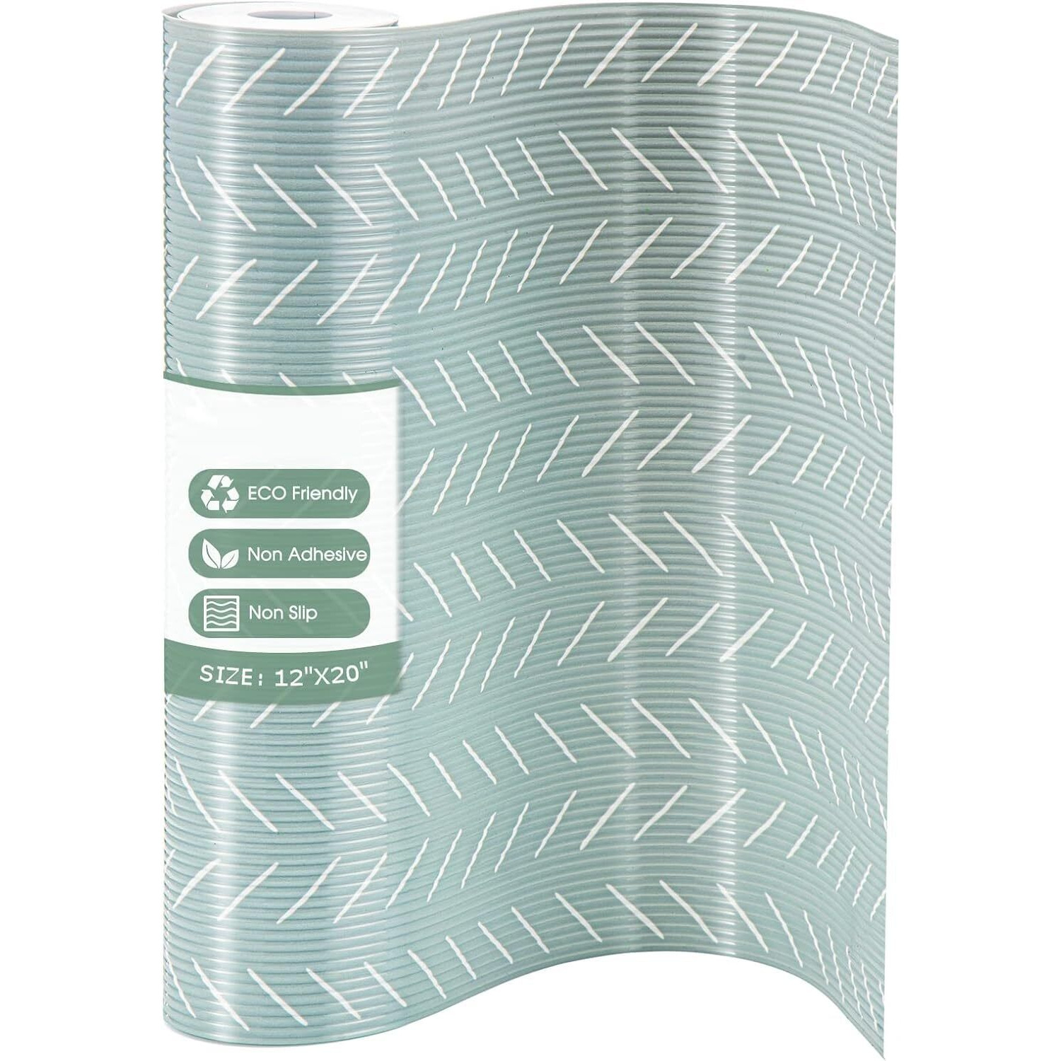 Ash & Roh Kitchen Cabinet Liner Drawer Mat Desk Shelf Pad PVC Anti Slip Lining Mat for Drawer Liner Mat for Bedroom Wardrobe Cabinet and Kitchen Place mats (Green Leaf, 45 CM x 300 CM)