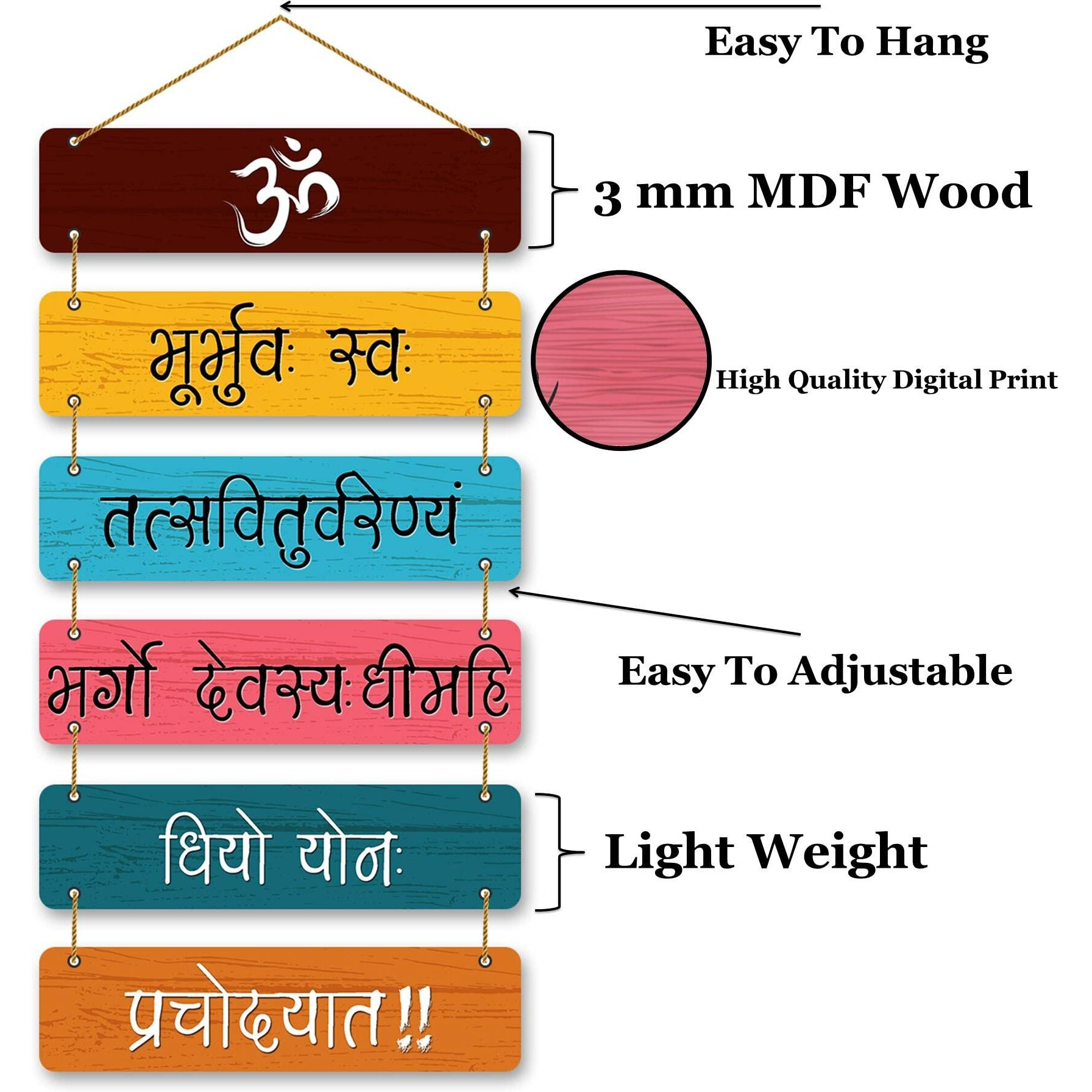 PARKOTA HOUSE Designer Home Dcor Ganesh Mantra Wooden Wall Hangings for home living room bedroom-Large Size Multicolor (Multicolor-2)
