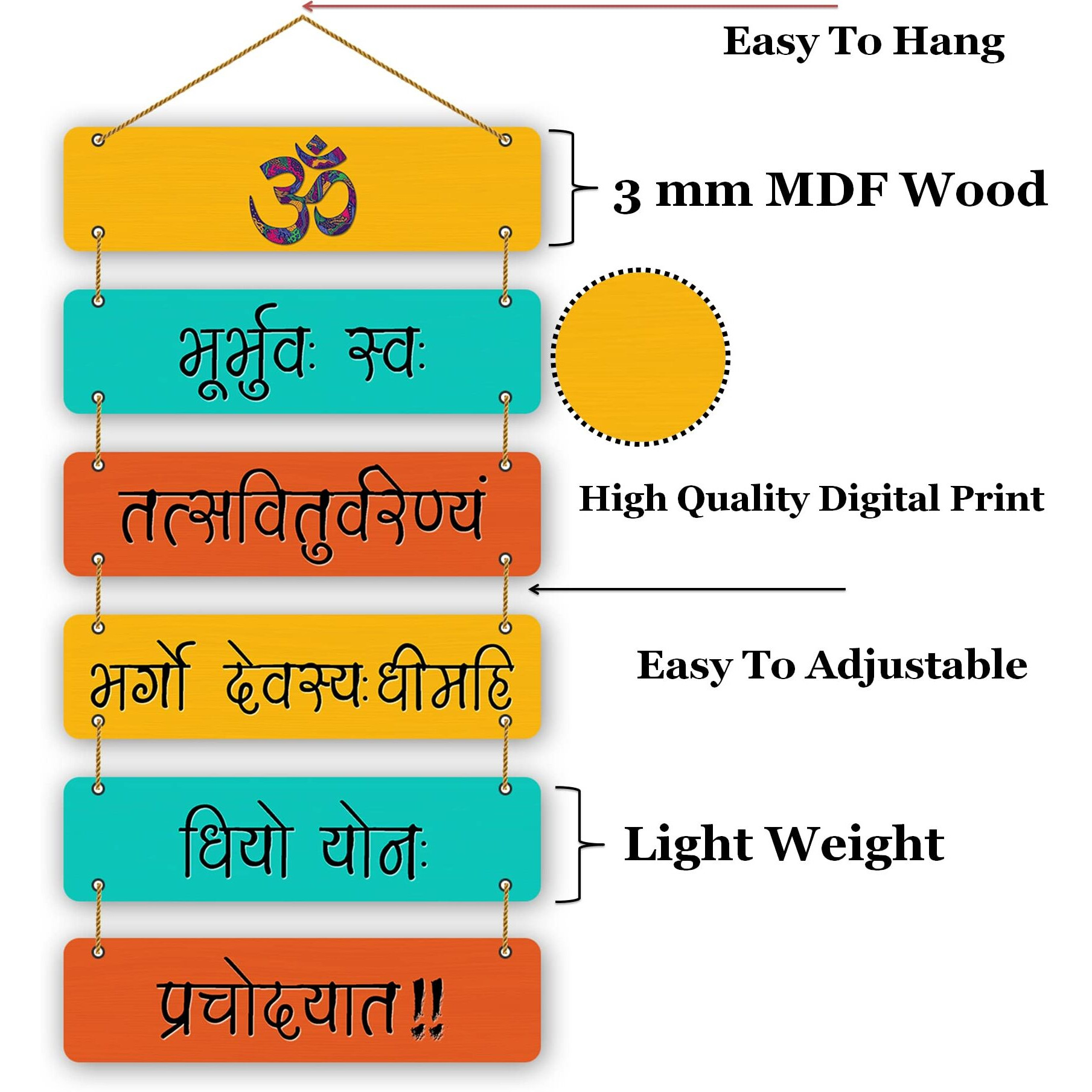 PARKOTA HOUSE Home Dcor Items Ganesh Mantra Wooden Wall Hangings for home living room bedroom-Large Size Multicolor (Multicolor-13)