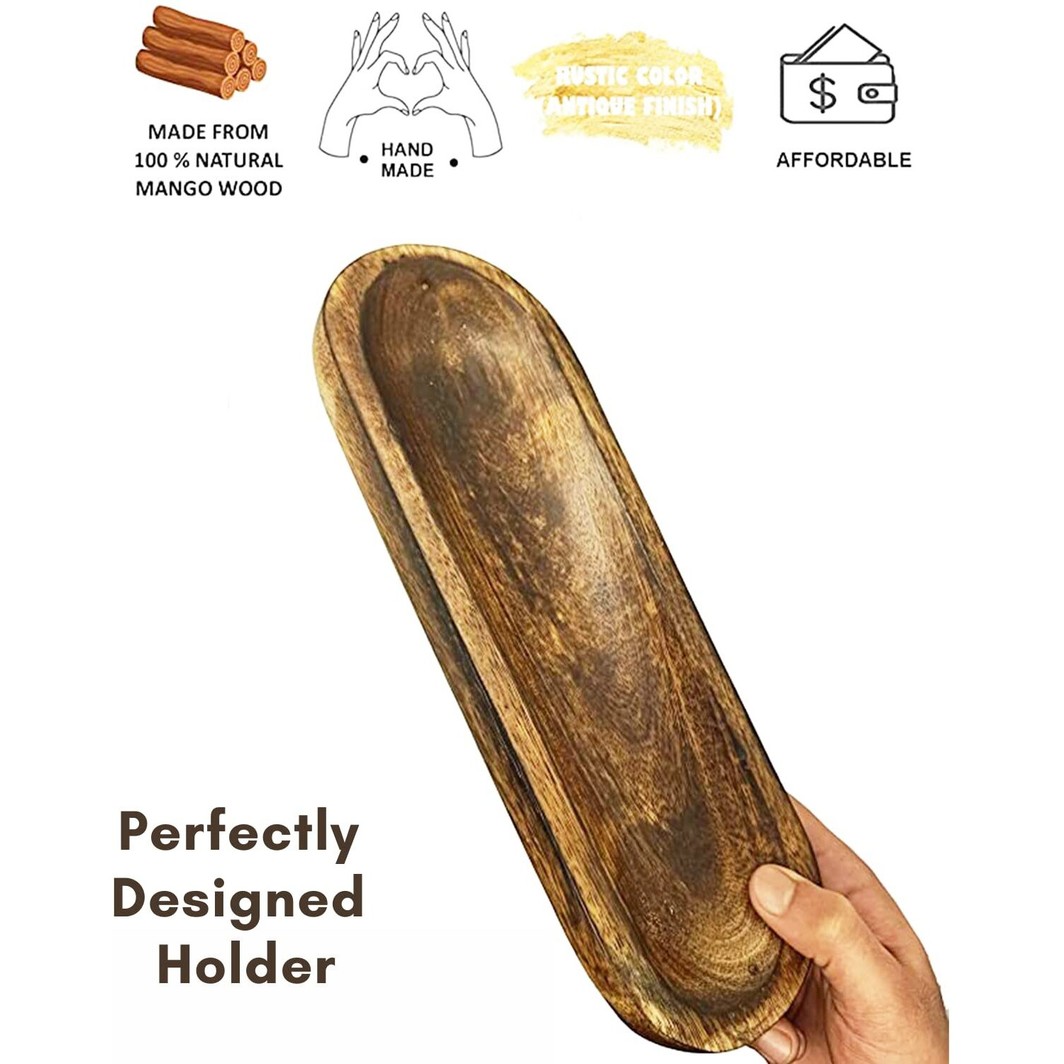 Calmveda Agarbatti Stick Stand - Boat Shaped Handmade Wooden Agarbatti Stand/Incense Burner | Catches all The ASH