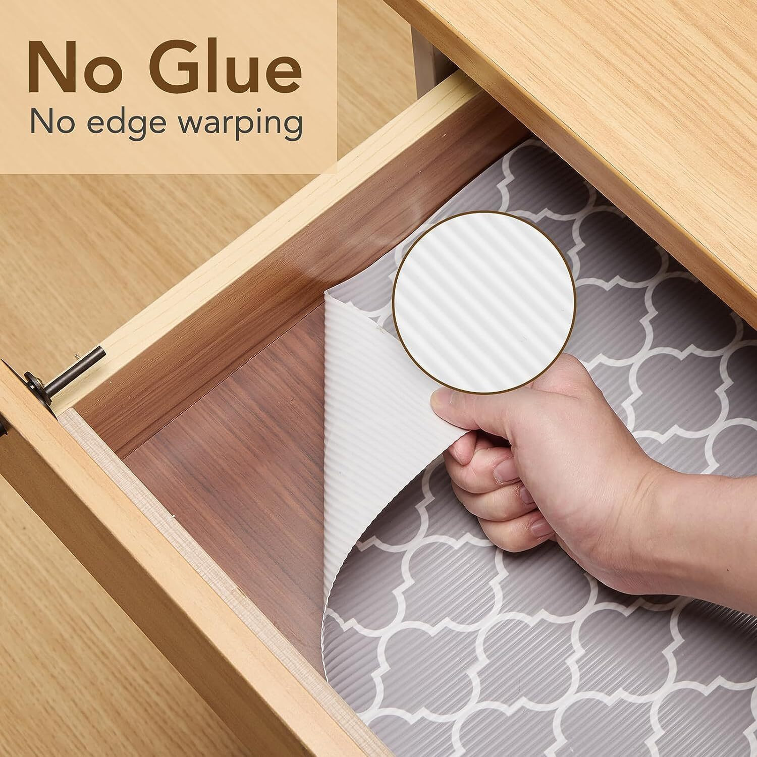 Ash & Roh Kitchen Cabinet Liner Drawer Mat Desk Shelf Pad PVC Anti Slip Lining Mat for Drawer Liner Mat for Bedroom Wardrobe Cabinet and Kitchen Place mats (Grey Window, 45 CM x 100 CM)