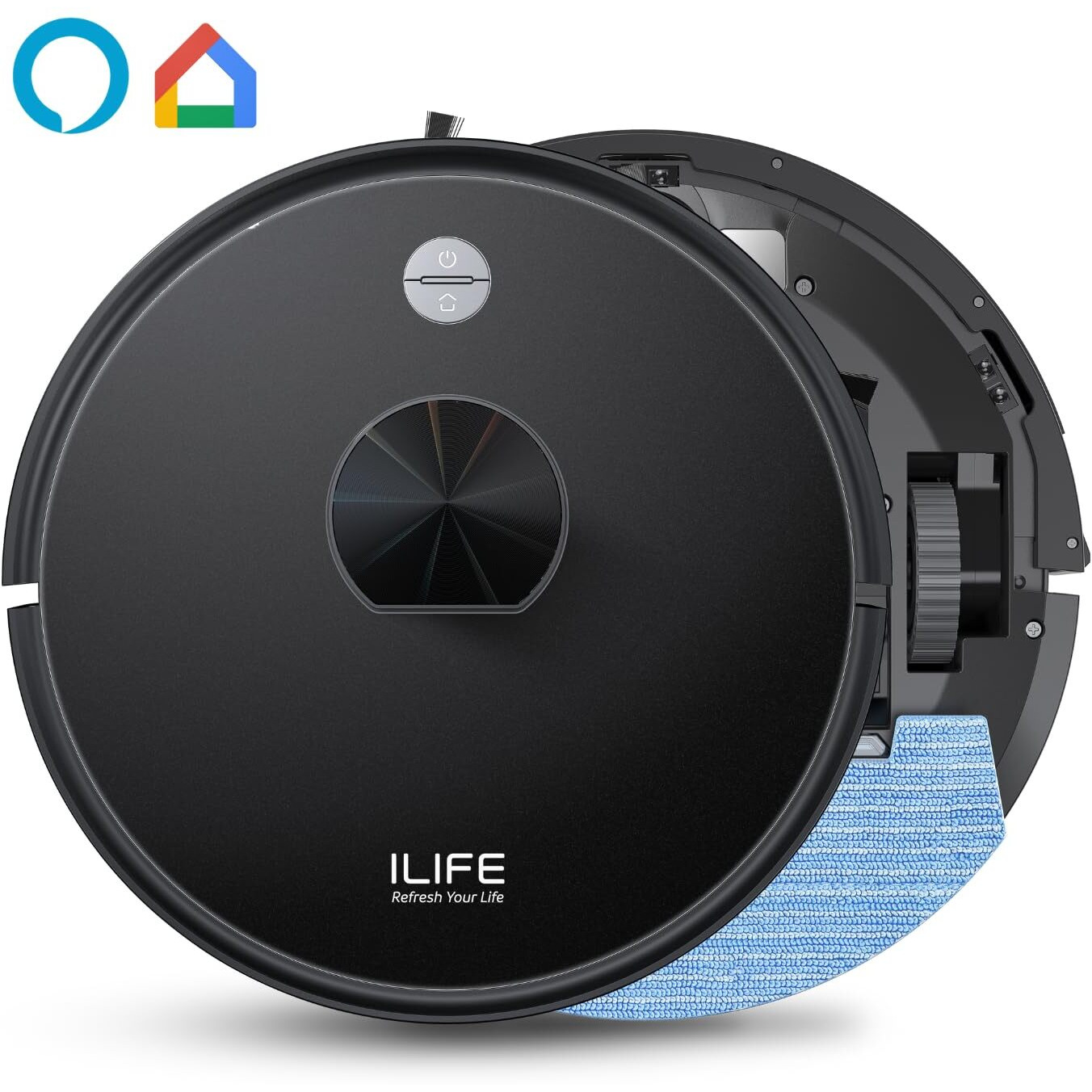 ILIFE A20 Robotic Vacuum Cleaner, Lidar Navigation, Powerful Suction, Customized Schedule Cleaning, Ideal for Hard Floor, Low Pile Carpet, Vacuum and Mop, Wi-Fi/App, Alexa & GH (Black)