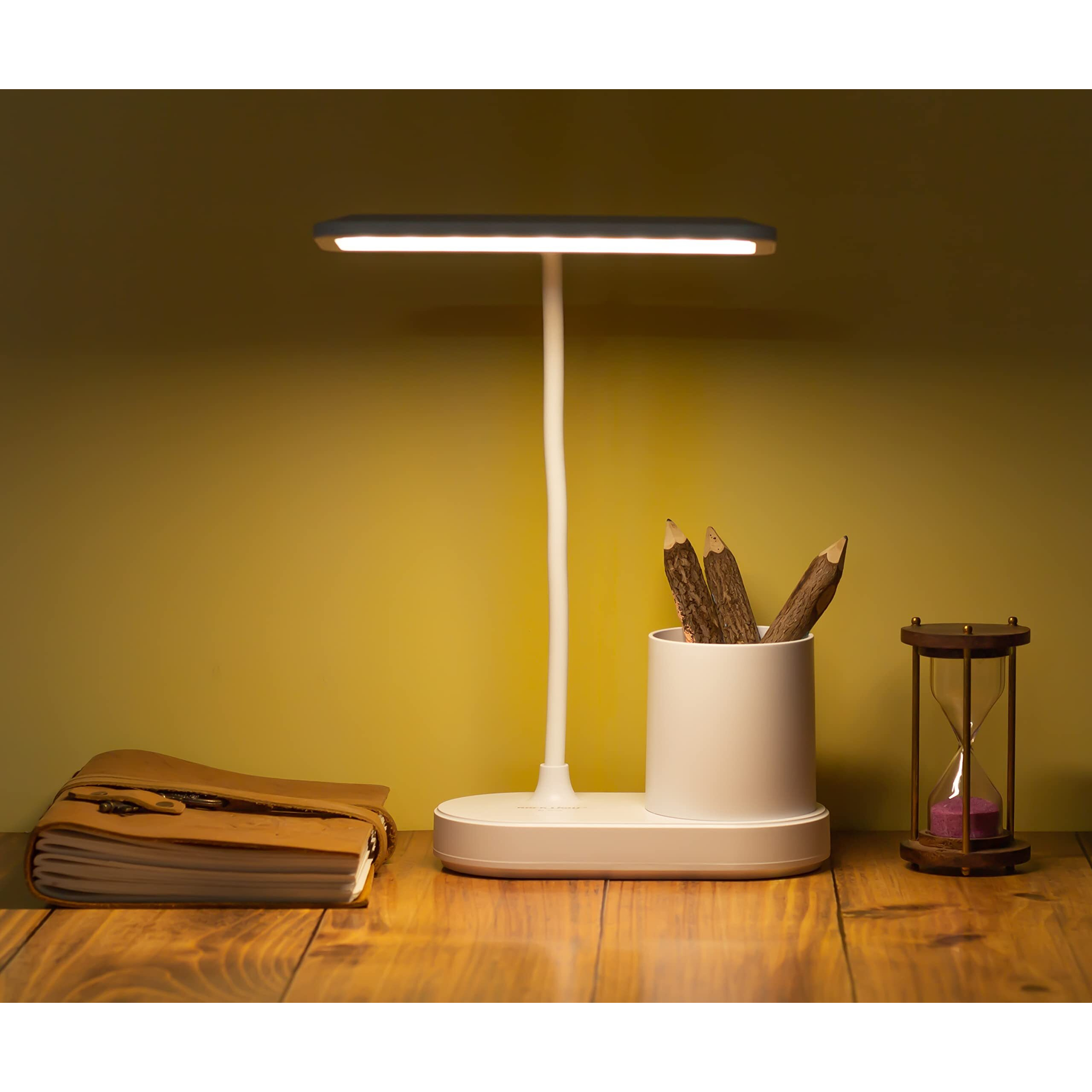 WEIRD WOLF 3 Colour Mode Rechargeable LED Study/Table/Desk Lamp for study | with Pen Holder | 6 Month Warranty