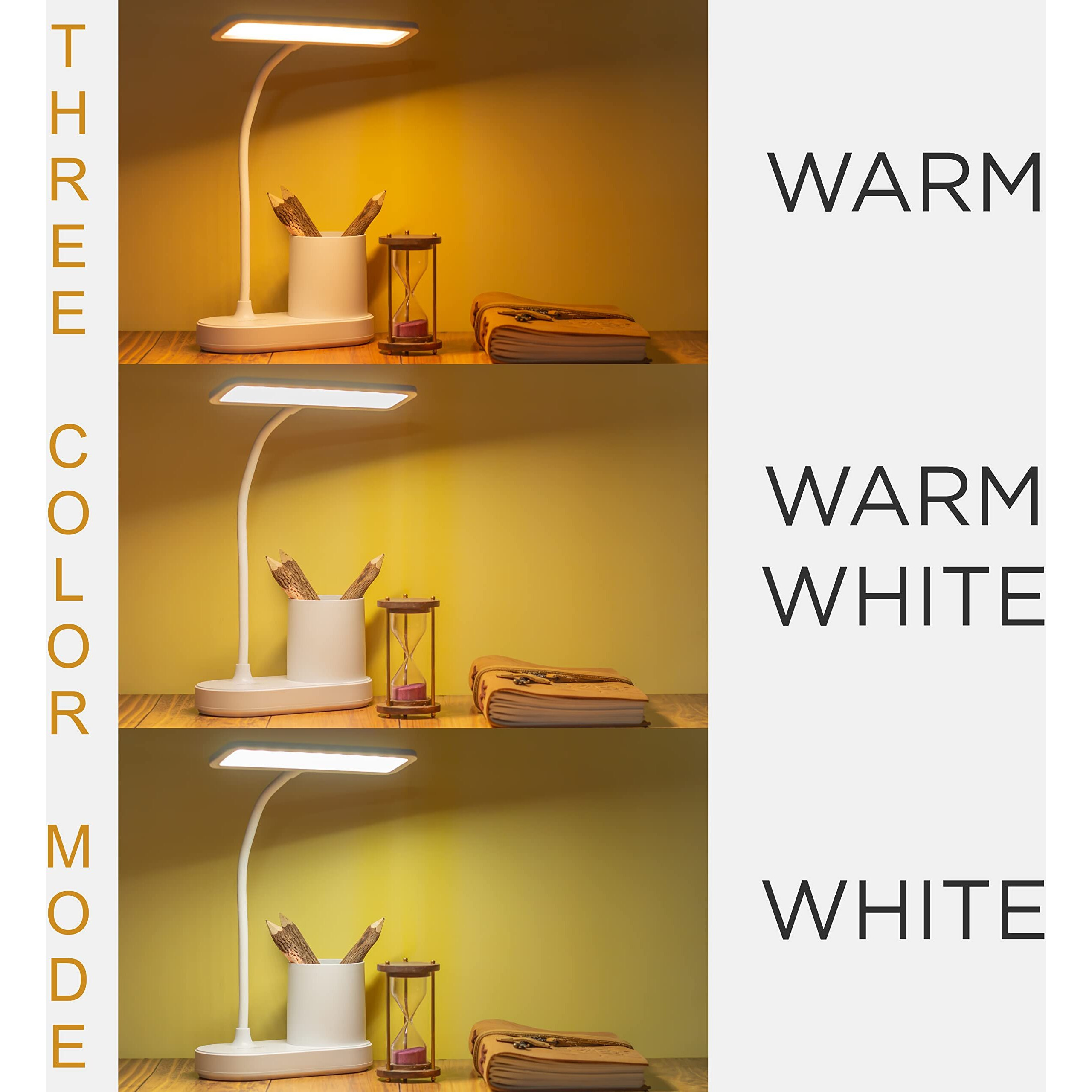 WEIRD WOLF 3 Colour Mode Rechargeable LED Study/Table/Desk Lamp for study | with Pen Holder | 6 Month Warranty