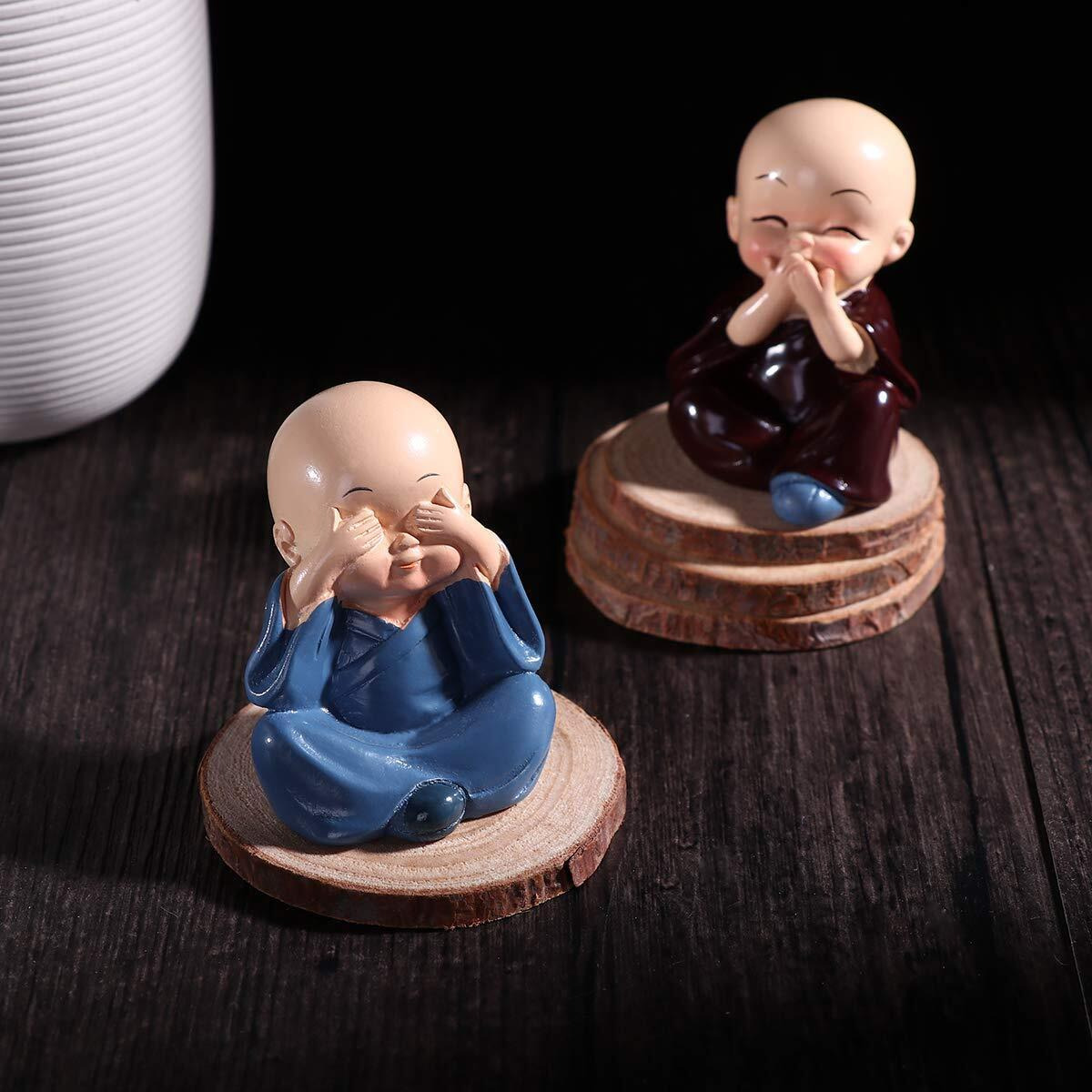 TIED RIBBONS Resin Buddha Monk Statues, Small, Multicolour, Set of 4
