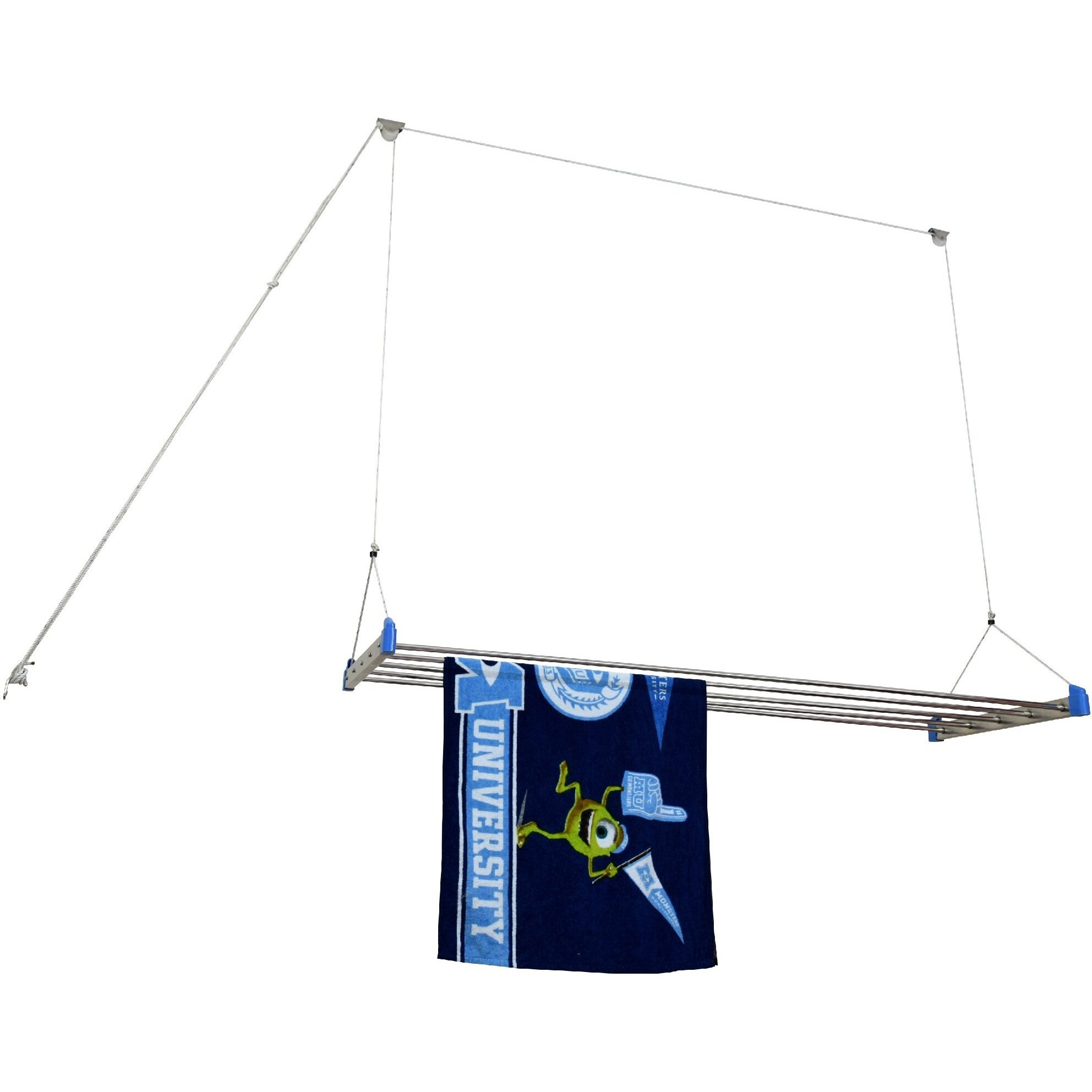 homWell Heavy Duty Stainless Steel 6 Pipe X 5 Feet (Blue) Economy Model with UV Protected Nylon Rope Ceiling Cloth Dryer/Cloth Hanger/Cloth Drying Stand for Balcony/Clothes Stand for Drying