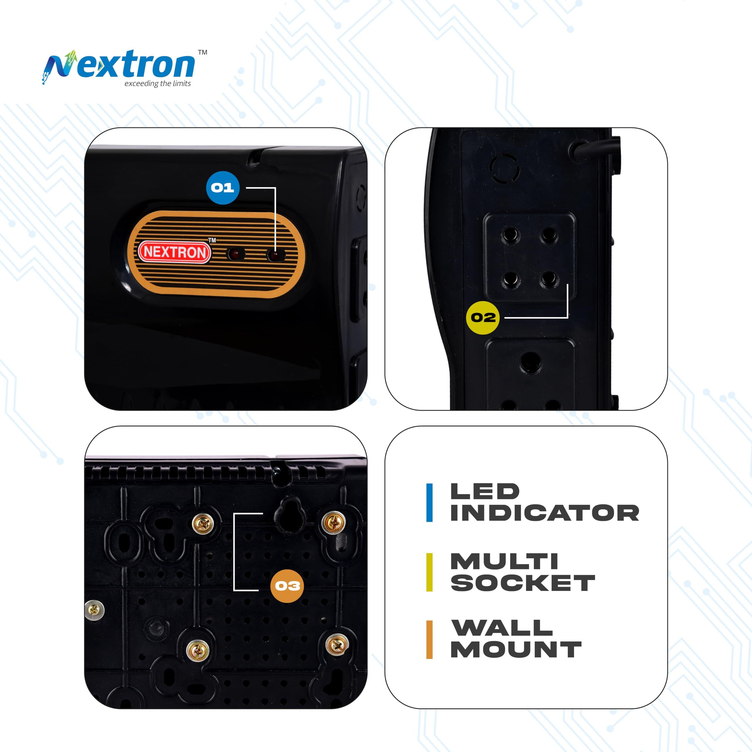 NEXTRON Voltage Stabilizer for Smart LED TV for 32/43/55 inchs+ Set Top Box+Home Theater System/Gaming Console (Black)(90-290Vwith 5 Years Warranty, ((90-290V)) (Range 90-290V)